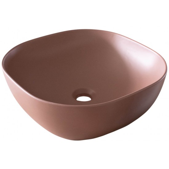 Νιπτήρας Μπάνιου Καφέ Ματ Πορσελάνης Ceramita Encore 40 41x41x14,5 εκ. Τετραγωνισμένος Επικαθήμενος χωρίς Υπερχείλιση και χωρίς Οπή για Βρύση